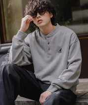 KANGOL カンゴール 別注コラボ オーバーサイズ裏起毛ワンポイントロゴ刺繍ヘンリーネックトレーナー 16000