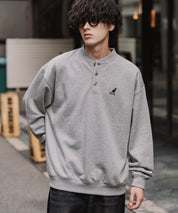 KANGOL カンゴール 別注コラボ オーバーサイズ裏起毛ワンポイントロゴ刺繍ヘンリーネックトレーナー 16000