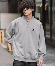 KANGOL カンゴール 別注コラボ オーバーサイズ裏起毛ワンポイントロゴ刺繍ヘンリーネックトレーナー 16000