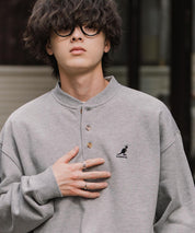 KANGOL カンゴール 別注コラボ オーバーサイズ裏起毛ワンポイントロゴ刺繍ヘンリーネックトレーナー 16000
