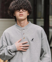 KANGOL カンゴール 別注コラボ オーバーサイズ裏起毛ワンポイントロゴ刺繍ヘンリーネックトレーナー 16000