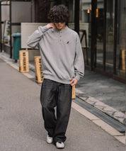 KANGOL カンゴール 別注コラボ オーバーサイズ裏起毛ワンポイントロゴ刺繍ヘンリーネックトレーナー 16000