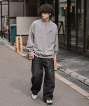 KANGOL カンゴール 別注コラボ オーバーサイズ裏起毛ワンポイントロゴ刺繍ヘンリーネックトレーナー 16000