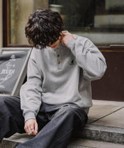 KANGOL カンゴール 別注コラボ オーバーサイズ裏起毛ワンポイントロゴ刺繍ヘンリーネックトレーナー 16000