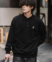 KANGOL カンゴール 別注コラボ オーバーサイズ裏起毛ワンポイントロゴ刺繍ヘンリーネックトレーナー 16000