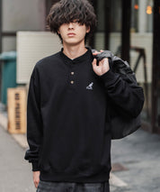 KANGOL カンゴール 別注コラボ オーバーサイズ裏起毛ワンポイントロゴ刺繍ヘンリーネックトレーナー 16000