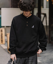 KANGOL カンゴール 別注コラボ オーバーサイズ裏起毛ワンポイントロゴ刺繍ヘンリーネックトレーナー 16000