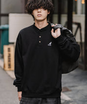 KANGOL カンゴール 別注コラボ オーバーサイズ裏起毛ワンポイントロゴ刺繍ヘンリーネックトレーナー 16000