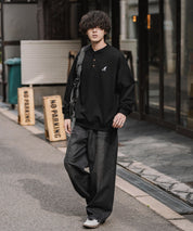 KANGOL カンゴール 別注コラボ オーバーサイズ裏起毛ワンポイントロゴ刺繍ヘンリーネックトレーナー 16000
