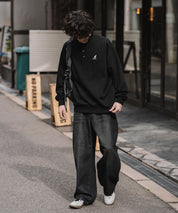 KANGOL カンゴール 別注コラボ オーバーサイズ裏起毛ワンポイントロゴ刺繍ヘンリーネックトレーナー 16000