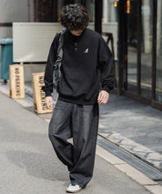 KANGOL カンゴール 別注コラボ オーバーサイズ裏起毛ワンポイントロゴ刺繍ヘンリーネックトレーナー 16000