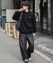 KANGOL カンゴール 別注コラボ オーバーサイズ裏起毛ワンポイントロゴ刺繍ヘンリーネックトレーナー 16000
