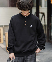 KANGOL カンゴール 別注コラボ オーバーサイズ裏起毛ワンポイントロゴ刺繍ヘンリーネックトレーナー 16000