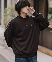 KANGOL カンゴール 別注コラボ オーバーサイズ裏起毛ワンポイントロゴ刺繍ヘンリーネックトレーナー 16000