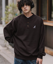 KANGOL カンゴール 別注コラボ オーバーサイズ裏起毛ワンポイントロゴ刺繍ヘンリーネックトレーナー 16000