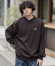 KANGOL カンゴール 別注コラボ オーバーサイズ裏起毛ワンポイントロゴ刺繍ヘンリーネックトレーナー 16000