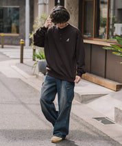KANGOL カンゴール 別注コラボ オーバーサイズ裏起毛ワンポイントロゴ刺繍ヘンリーネックトレーナー 16000