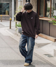 KANGOL カンゴール 別注コラボ オーバーサイズ裏起毛ワンポイントロゴ刺繍ヘンリーネックトレーナー 16000