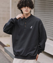 KANGOL カンゴール 別注コラボ オーバーサイズ裏起毛ワンポイントロゴ刺繍ヘンリーネックトレーナー 16000