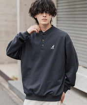 KANGOL カンゴール 別注コラボ オーバーサイズ裏起毛ワンポイントロゴ刺繍ヘンリーネックトレーナー 16000