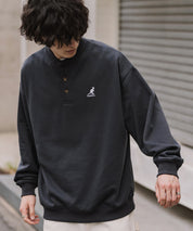 KANGOL カンゴール 別注コラボ オーバーサイズ裏起毛ワンポイントロゴ刺繍ヘンリーネックトレーナー 16000