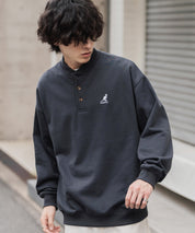 KANGOL カンゴール 別注コラボ オーバーサイズ裏起毛ワンポイントロゴ刺繍ヘンリーネックトレーナー 16000