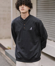 KANGOL カンゴール 別注コラボ オーバーサイズ裏起毛ワンポイントロゴ刺繍ヘンリーネックトレーナー 16000