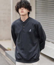 KANGOL カンゴール 別注コラボ オーバーサイズ裏起毛ワンポイントロゴ刺繍ヘンリーネックトレーナー 16000