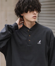 KANGOL カンゴール 別注コラボ オーバーサイズ裏起毛ワンポイントロゴ刺繍ヘンリーネックトレーナー 16000