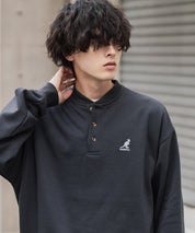 KANGOL カンゴール 別注コラボ オーバーサイズ裏起毛ワンポイントロゴ刺繍ヘンリーネックトレーナー 16000