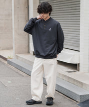 KANGOL カンゴール 別注コラボ オーバーサイズ裏起毛ワンポイントロゴ刺繍ヘンリーネックトレーナー 16000