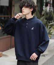 KANGOL カンゴール 別注コラボ オーバーサイズ裏起毛ワンポイントロゴ刺繍ヘンリーネックトレーナー 16000