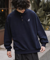 KANGOL カンゴール 別注コラボ オーバーサイズ裏起毛ワンポイントロゴ刺繍ヘンリーネックトレーナー 16000