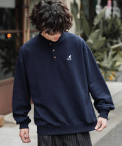 KANGOL カンゴール 別注コラボ オーバーサイズ裏起毛ワンポイントロゴ刺繍ヘンリーネックトレーナー 16000
