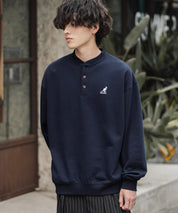 KANGOL カンゴール 別注コラボ オーバーサイズ裏起毛ワンポイントロゴ刺繍ヘンリーネックトレーナー 16000