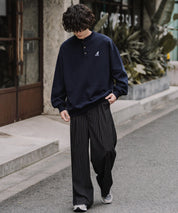 KANGOL カンゴール 別注コラボ オーバーサイズ裏起毛ワンポイントロゴ刺繍ヘンリーネックトレーナー 16000