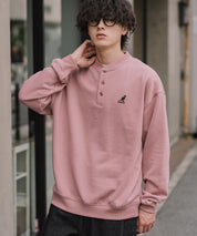 KANGOL カンゴール 別注コラボ オーバーサイズ裏起毛ワンポイントロゴ刺繍ヘンリーネックトレーナー 16000