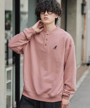KANGOL カンゴール 別注コラボ オーバーサイズ裏起毛ワンポイントロゴ刺繍ヘンリーネックトレーナー 16000