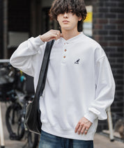 KANGOL カンゴール 別注コラボ オーバーサイズ裏起毛ワンポイントロゴ刺繍ヘンリーネックトレーナー 16000