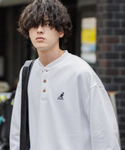 KANGOL カンゴール 別注コラボ オーバーサイズ裏起毛ワンポイントロゴ刺繍ヘンリーネックトレーナー 16000