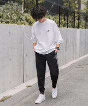 KANGOL カンゴール 別注コラボ 無地＆サイドライン ワンポイントロゴ刺繍ポンチスウェットスリムイージージョガーパンツ 16001