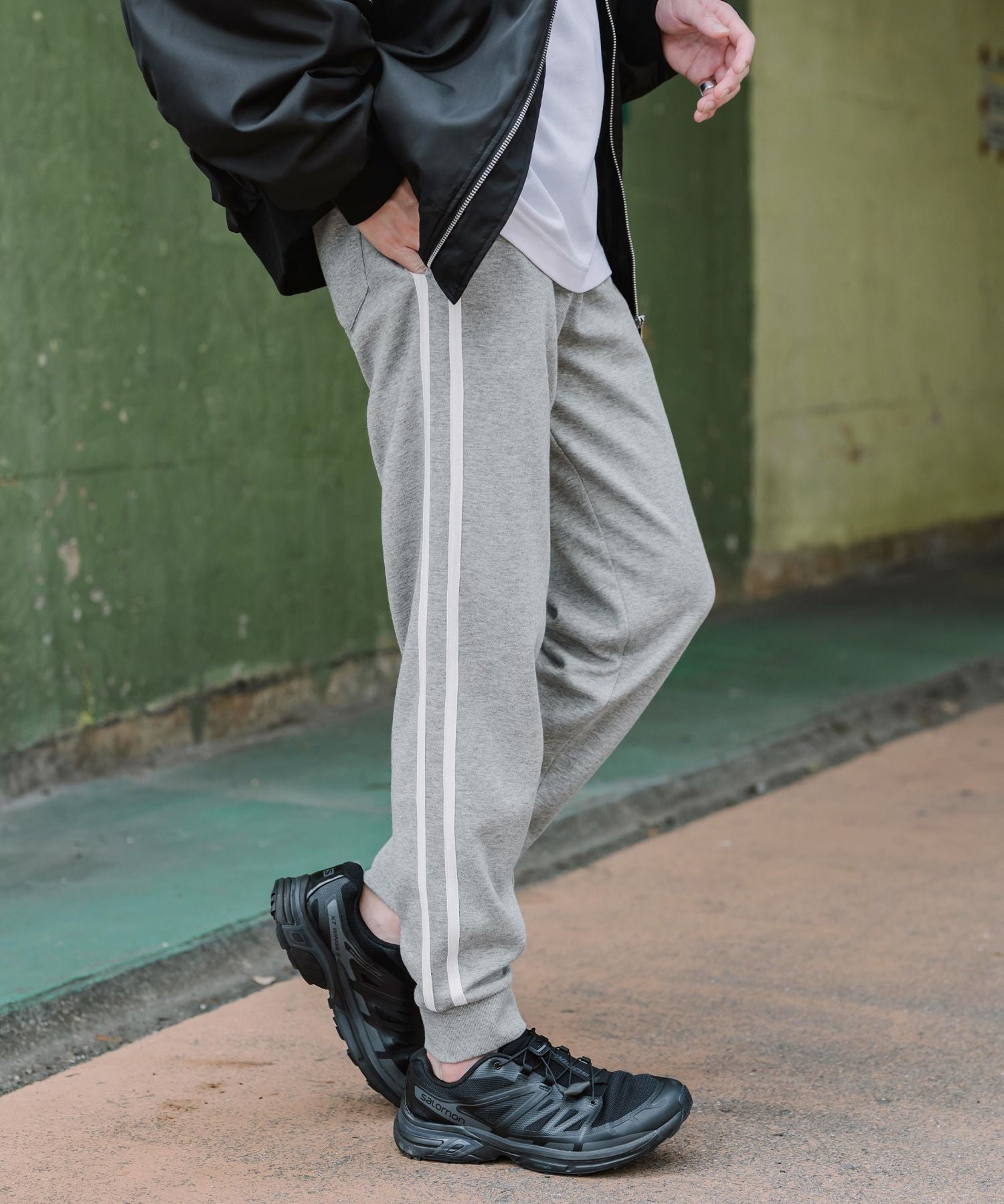 KANGOL カンゴール 別注コラボ 無地＆サイドライン ワンポイントロゴ刺繍ポンチスウェットスリムイージージョガーパンツ 16001