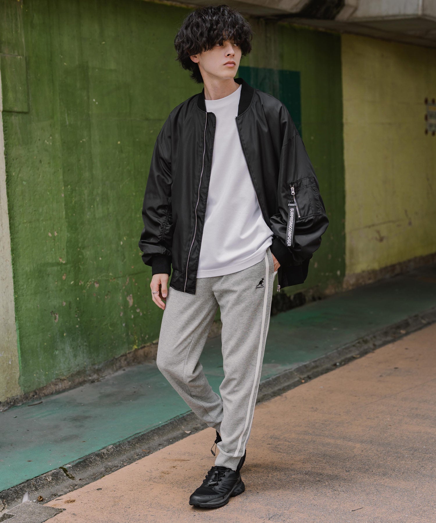 KANGOL カンゴール 別注コラボ 無地＆サイドライン ワンポイントロゴ刺繍ポンチスウェットスリムイージージョガーパンツ 16001