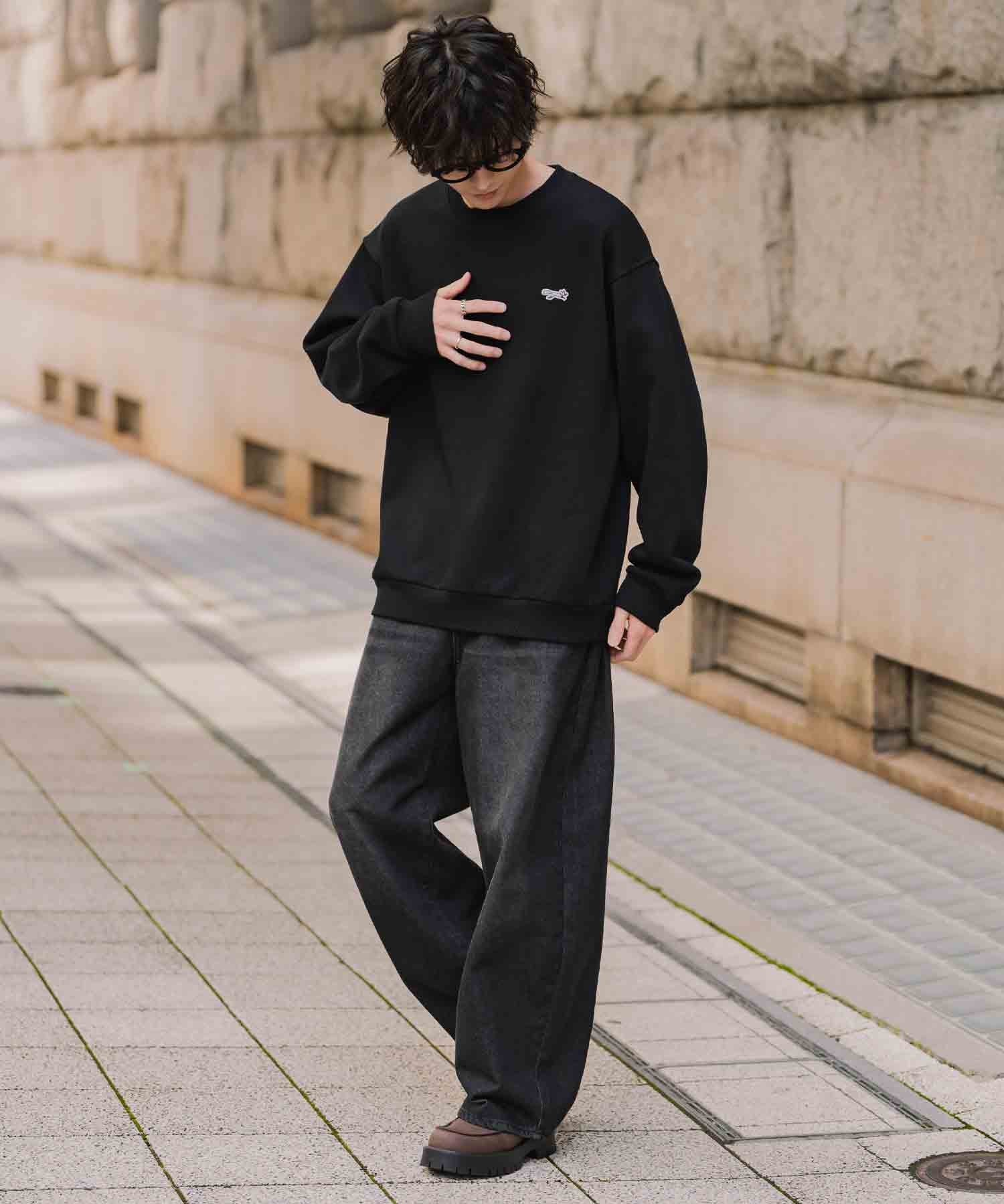 PENNEYS ぺニーズ 別注コラボ オーバーサイズ裏起毛ワンポイントロゴワッペン刺繍スウェット/クルーネック長袖トレーナー 16002