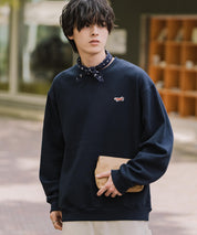 PENNEYS ぺニーズ 別注コラボ オーバーサイズ裏起毛ワンポイントロゴワッペン刺繍スウェット/クルーネック長袖トレーナー 16002