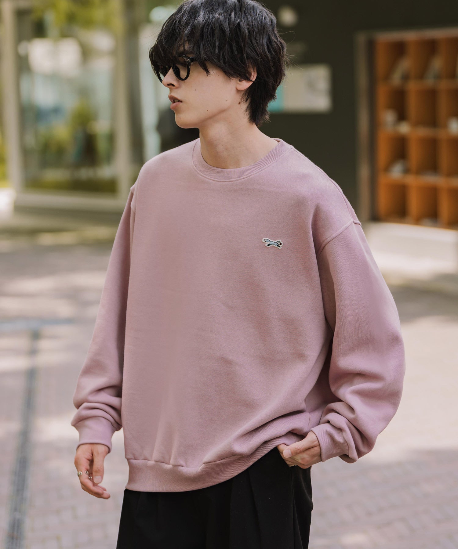 PENNEYS ぺニーズ 別注コラボ オーバーサイズ裏起毛ワンポイントロゴワッペン刺繍スウェット/クルーネック長袖トレーナー 16002