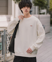 PENNEYS ぺニーズ 別注コラボ オーバーサイズ裏起毛ワンポイントロゴワッペン刺繍スウェット/クルーネック長袖トレーナー 16002
