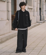 PENNEYS ぺニーズ 別注コラボ オーバーサイズ裏起毛ワンポイントロゴワッペン刺繍スウェットポロシャツ 16003