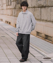 PENNEYS ぺニーズ 別注コラボ オーバーサイズ裏起毛ワンポイントロゴワッペン刺繍スウェットポロシャツ 16003