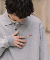 PENNEYS ぺニーズ 別注コラボ オーバーサイズ裏起毛ワンポイントロゴワッペン刺繍スウェットポロシャツ 16003
